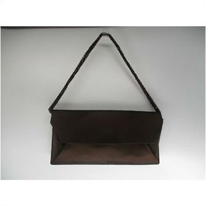 NANCY BACICH brown satin beaded handle bag
